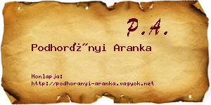 Podhorányi Aranka névjegykártya